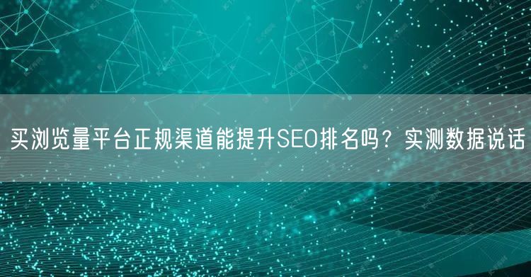 买浏览量平台正规渠道能提升SEO排名吗？实测数据说话