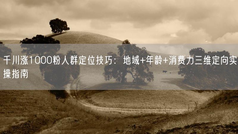 千川涨1000粉人群定位技巧：地域+年龄+消费力三维定向实操指南